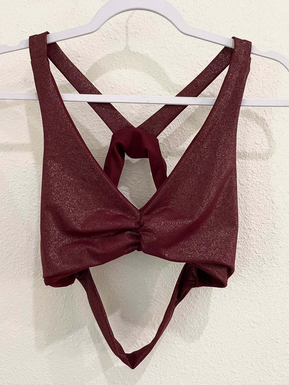 Beyond Yoga Shimmer Crossback Bralette Athleisure Burgundy Workout Yoga